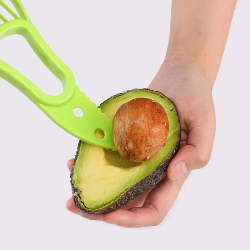 Multi-Purpose Fruit Kitchen Tool - Avocado Slicer, Mango and Kiwi Fruit Pulp Separator, Banana Cutter, Butter Pitaya Peeler, Plastic Fruit Knife - 3 in 1